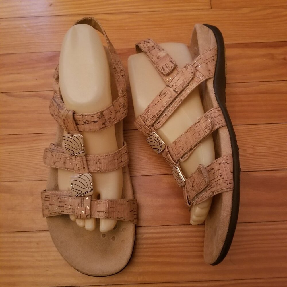 Vionic‎ 10 Tan AMBER Comfort Shoes Leather Sandals Adjustable Summer Cruise